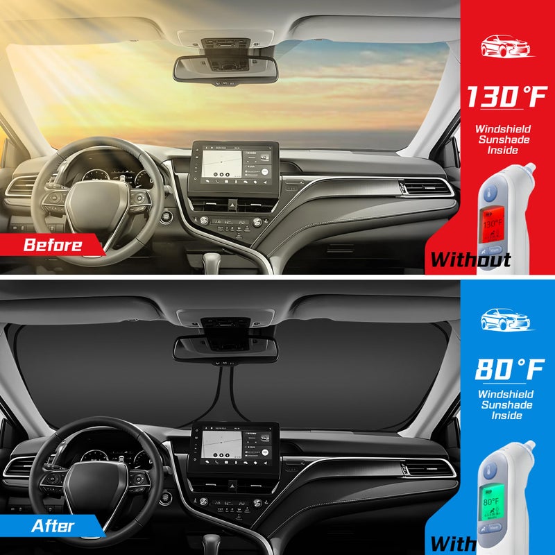 ARISMOTOR Windshield Sun Shade for Jeep Grand Cherokee 2011-2025  Custom Fit Foldable Front Window Sunshade Sun Visor Protector  Block UV Rays Keep Your Car Cooler - Image 2